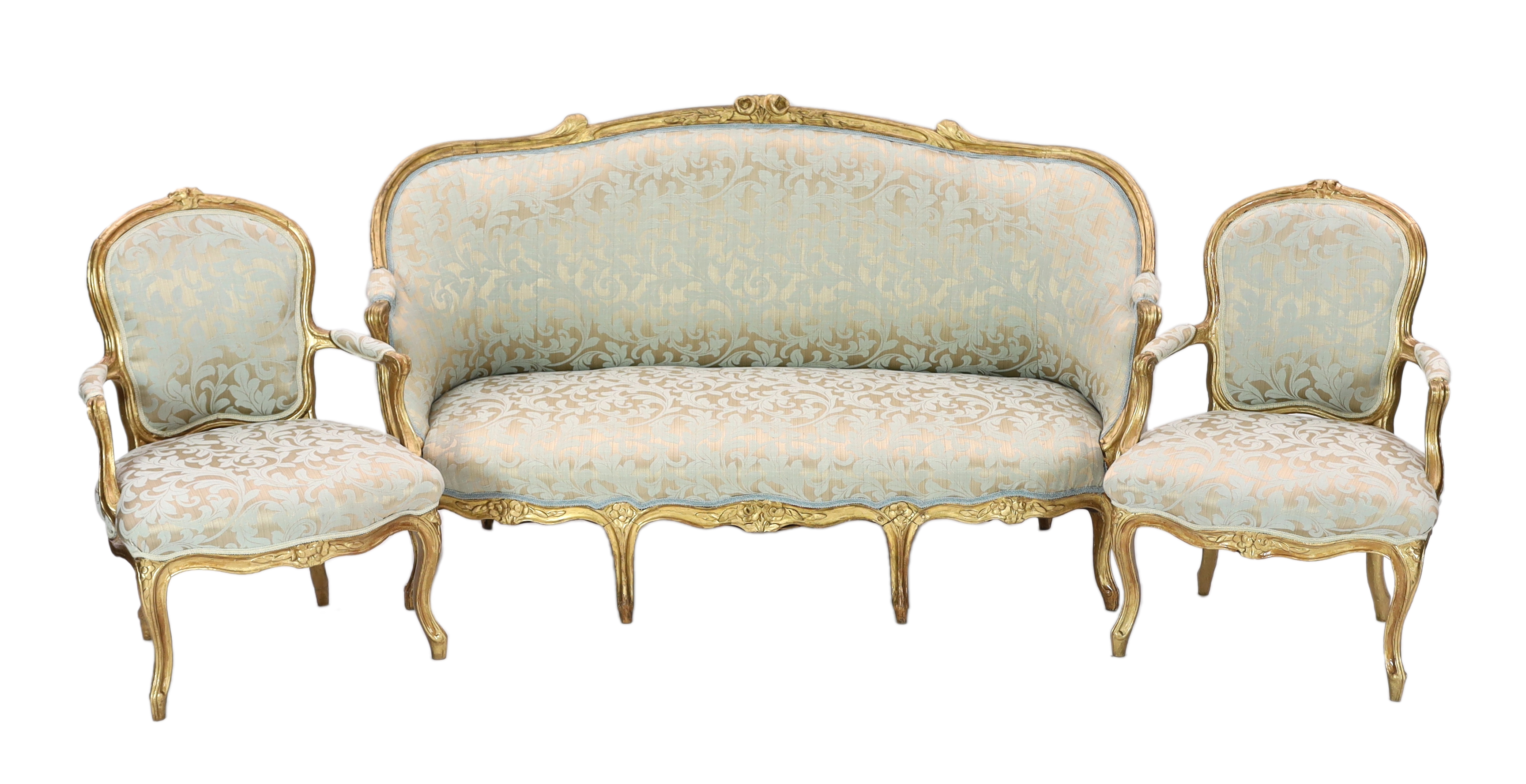 George Jacob (circa 1770-1775). A Louis XVI carved giltwood canapé, Please note this lot attracts an additional import tax of 5% on the hammer price